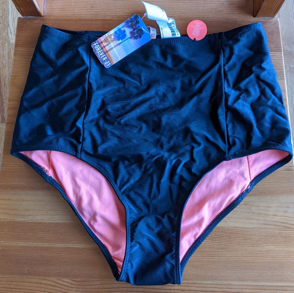 NWT black high waisted swim bottom